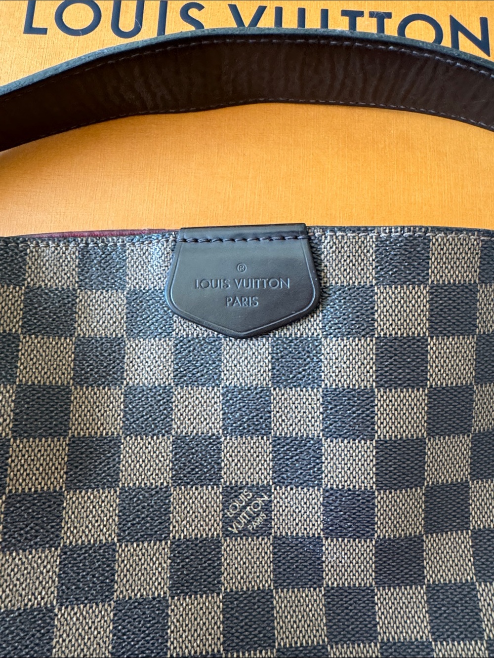 Louis Vuitton Graceful MM Damier Ebene Hobo Bag Red Interior w Box - Picture 3 of 14